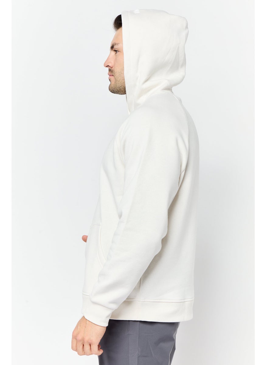 Algspar Men Brand Logo Long Sleeves Hoodie, White  - Image 3