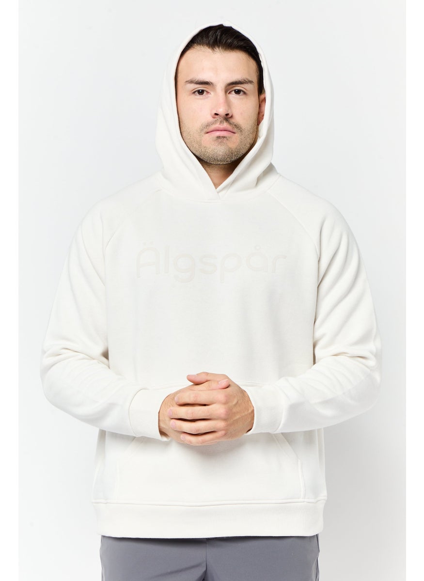 Algspar Men Brand Logo Long Sleeves Hoodie, White  - Image 1