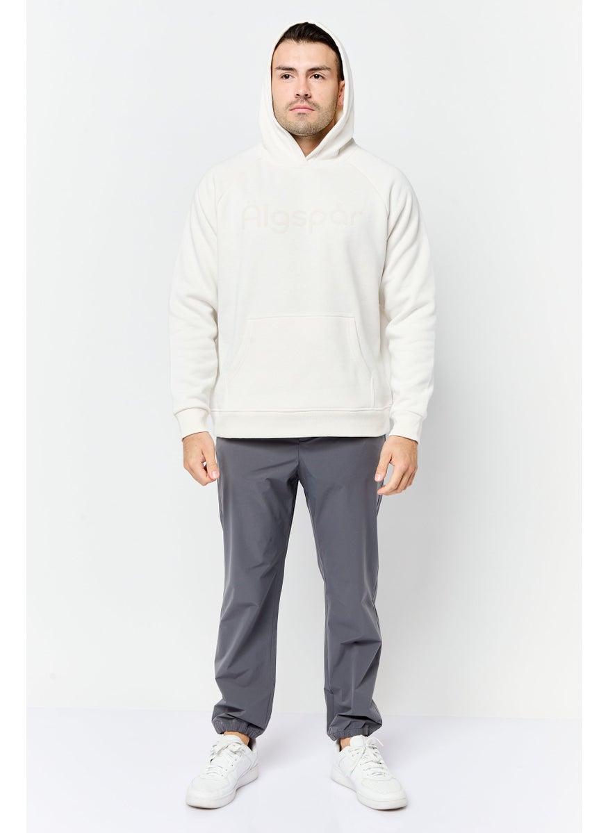 Algspar Men Brand Logo Long Sleeves Hoodie, White  - Image 4