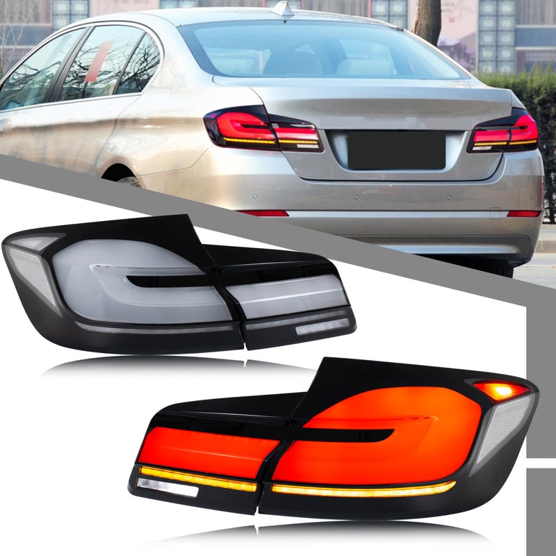 LED Tail Lights Assembly Compatible with BMW 5Series F10 M5 20112016 Startup Animation Sequential Turn Signal Grey White Rear Lamps Accessory