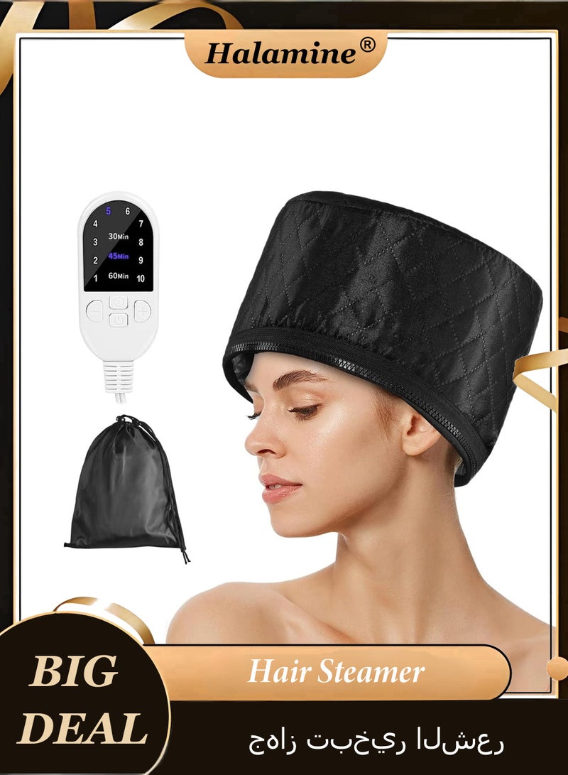 هالامين طاء حراري للعناية العميقة بالشعر مع 10 مستويات للتسخين السريع، غطاء حراري للشعر الطبيعي قابل للحمل بالحرارة الكهربائية للاستخدام المنزلي. - Image 1