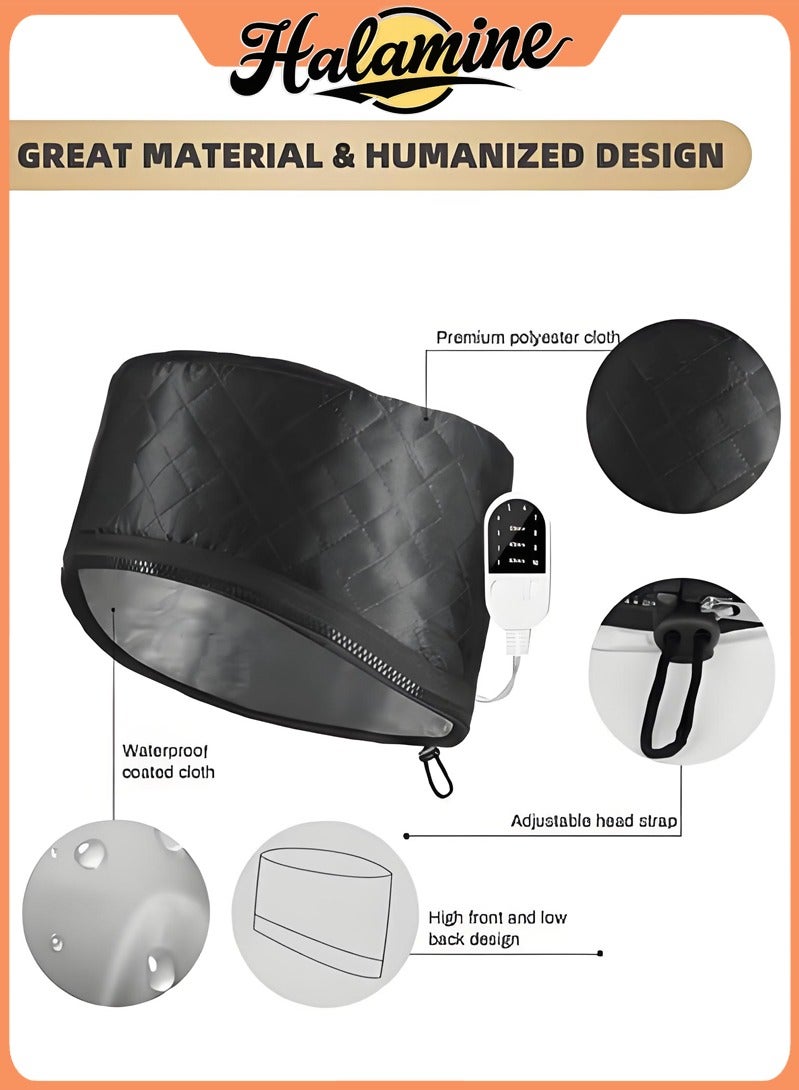 هالامين طاء حراري للعناية العميقة بالشعر مع 10 مستويات للتسخين السريع، غطاء حراري للشعر الطبيعي قابل للحمل بالحرارة الكهربائية للاستخدام المنزلي. - Image 2