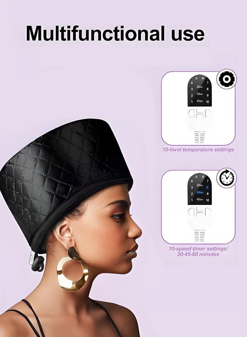 هالامين طاء حراري للعناية العميقة بالشعر مع 10 مستويات للتسخين السريع، غطاء حراري للشعر الطبيعي قابل للحمل بالحرارة الكهربائية للاستخدام المنزلي. - Image 4