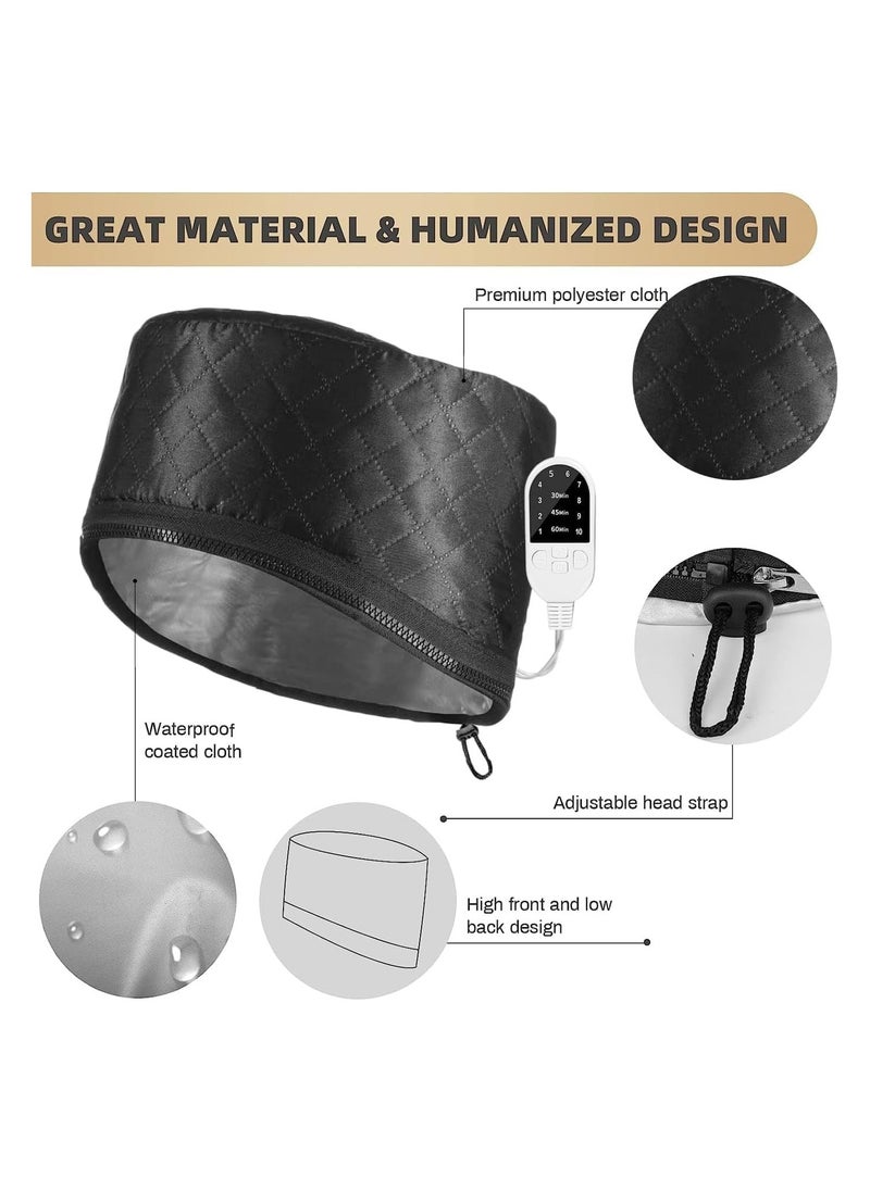Halamine Hair Steamer, Heat Cap, Hair Drying Hoods Steamer for Deep Conditioning Hair Care with 10-Level Temperature Control,  Electric Thermal Cap, Black  - Image 2