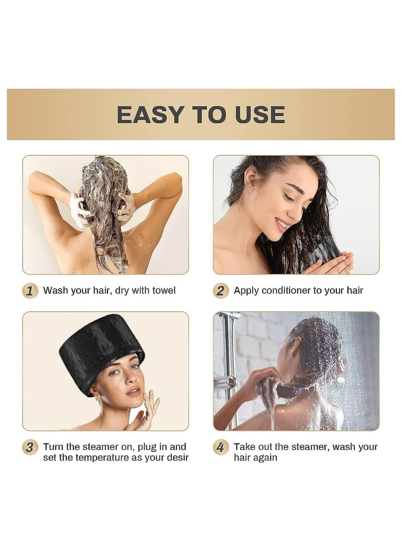 Halamine Hair Steamer, Heat Cap, Hair Drying Hoods Steamer for Deep Conditioning Hair Care with 10-Level Temperature Control,  Electric Thermal Cap, Black  - Image 5