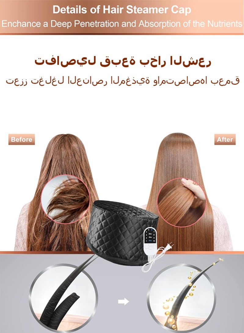 Halamine Hair Steamer, Heat Cap, Hair Drying Hoods Steamer for Deep Conditioning Hair Care with 10-Level Temperature Control,  Electric Thermal Cap, Black - Image 2