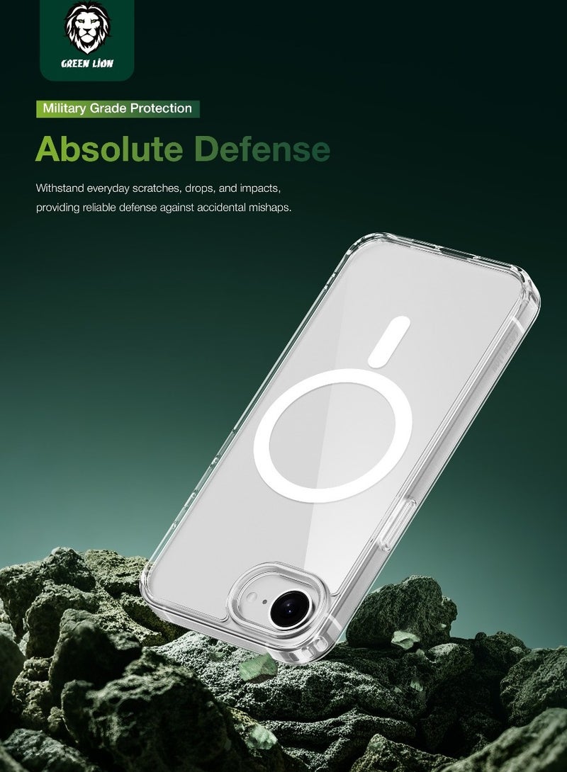 GREEN LION iPhone 16e Crystal Clear Case MagSafe Back Cover with  High-Grade Protection &  Optical Clarity /  Anti-yellowing /  Made with Strong N52 Magnets /  Scratch Resistant / Drop & Collision Protection - Transparent - Image 2