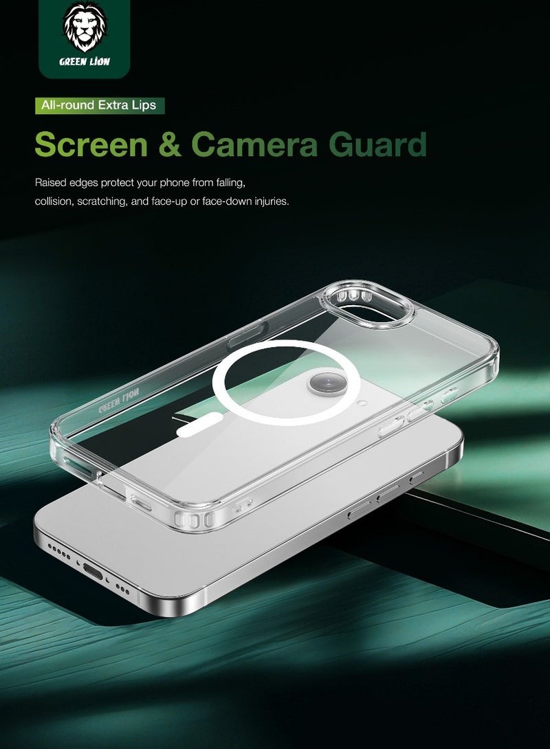 GREEN LION iPhone 16e Crystal Clear Case MagSafe Back Cover with  High-Grade Protection &  Optical Clarity /  Anti-yellowing /  Made with Strong N52 Magnets /  Scratch Resistant / Drop & Collision Protection - Transparent - Image 4