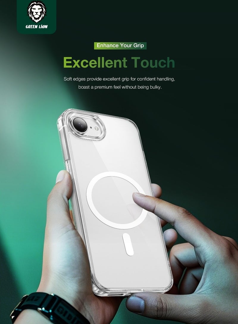 GREEN LION iPhone 16e Crystal Clear Case MagSafe Back Cover with  High-Grade Protection &  Optical Clarity /  Anti-yellowing /  Made with Strong N52 Magnets /  Scratch Resistant / Drop & Collision Protection - Transparent - Image 5