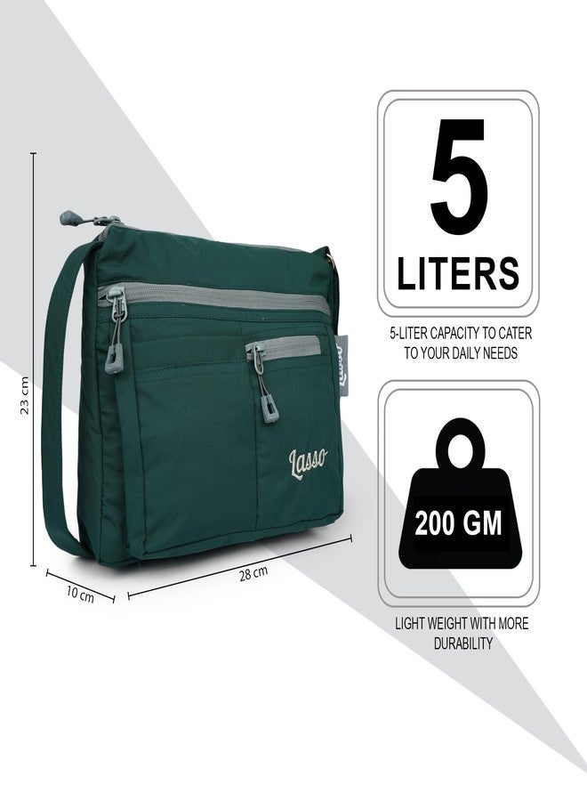 لاسو حقيبة كتف نسائية من لاسو® بحزام قابل للتعديل، أحدث حقيبة كتف أنيقة من البوليستر مناسبة للعمل، والاستخدام اليومي، والسفر، والجامعة | سعة 5 لترات و5 جيوب متعددة (4 بسحاب وجيب مفتوح واحد) - Image 3