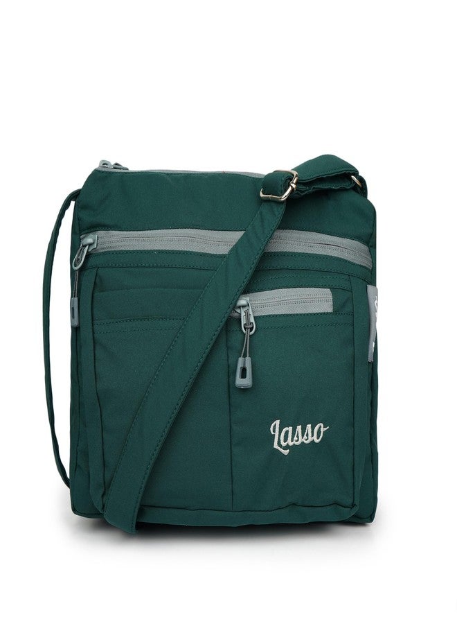 لاسو حقيبة كتف نسائية من لاسو® بحزام قابل للتعديل، أحدث حقيبة كتف أنيقة من البوليستر مناسبة للعمل، والاستخدام اليومي، والسفر، والجامعة | سعة 5 لترات و5 جيوب متعددة (4 بسحاب وجيب مفتوح واحد) - Image 1