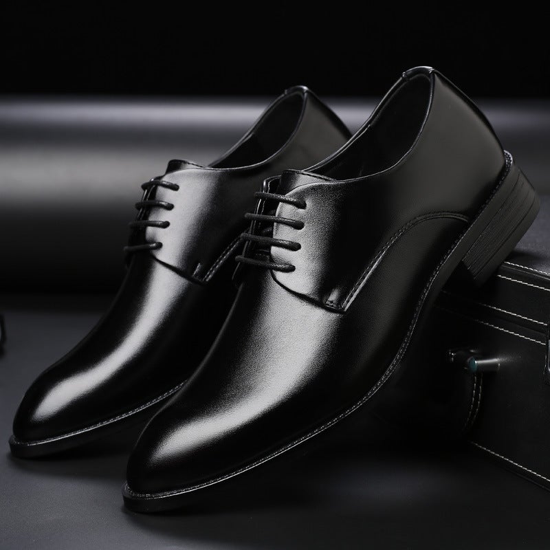 Men'S Breathable Leather Shoes Formal Business Shoes Pointed Toe Lace-Up Flats Wedding Shoes Men'S Large Size Wish - Image 3