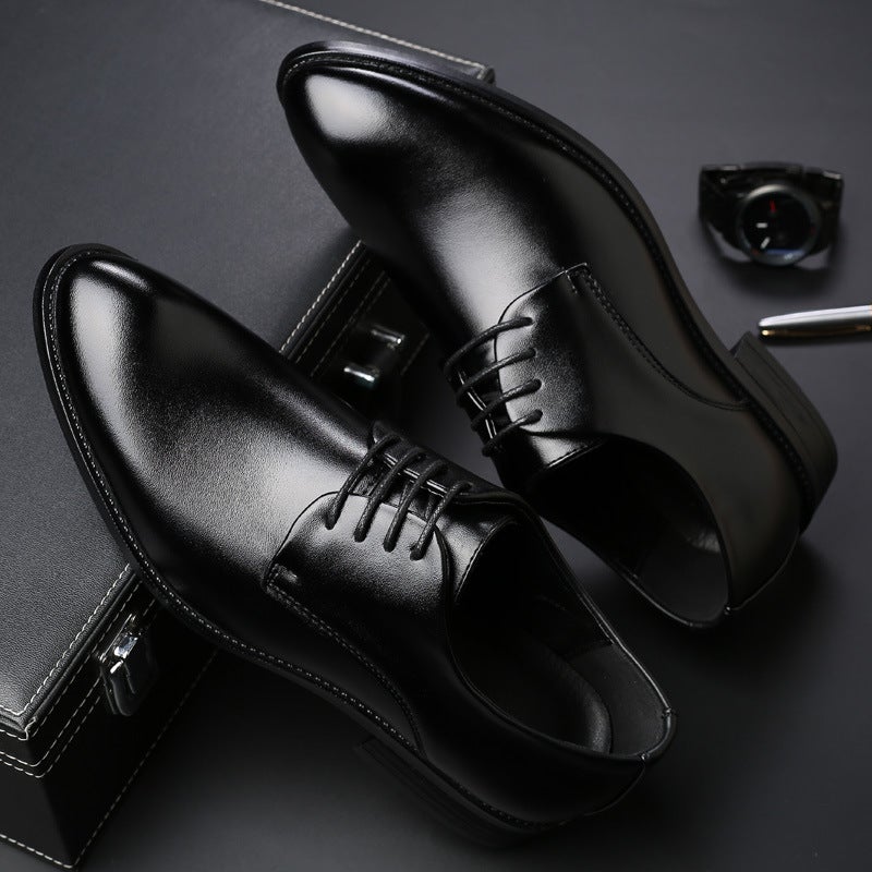 Men'S Breathable Leather Shoes Formal Business Shoes Pointed Toe Lace-Up Flats Wedding Shoes Men'S Large Size Wish - Image 4