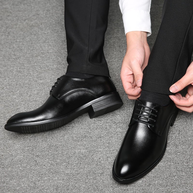 Men'S Breathable Leather Shoes Formal Business Shoes Pointed Toe Lace-Up Flats Wedding Shoes Men'S Large Size Wish - Image 5