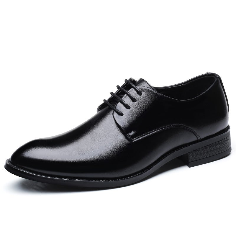 Men'S Breathable Leather Shoes Formal Business Shoes Pointed Toe Lace-Up Flats Wedding Shoes Men'S Large Size Wish - Image 1