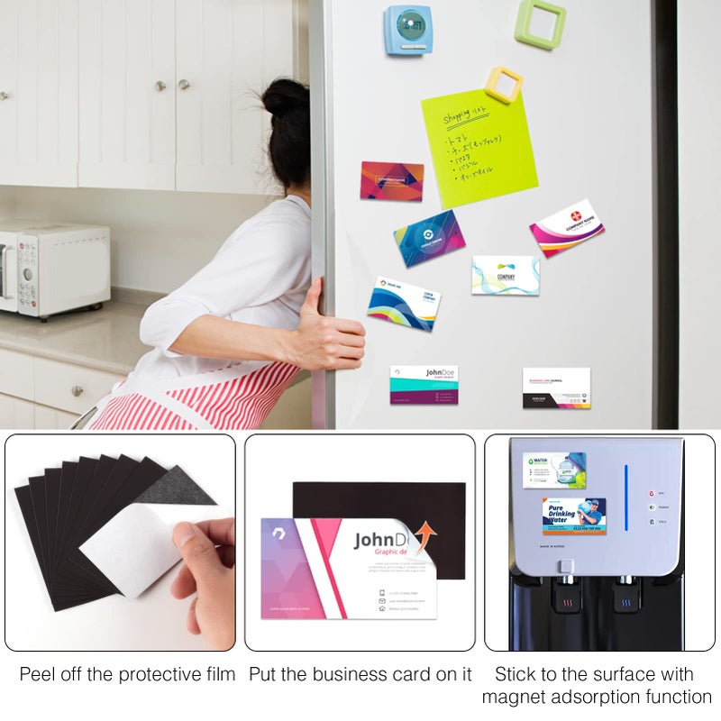 CHUNNIAO Business Card Magnets with Adhesive Backings,3.5X2",Bulk Pack of 200PCS.Handy Self Adhesive Anisotropic Magnetic Tape,Peel and Stick,Create Personalized Magnetic Name Card - Image 2