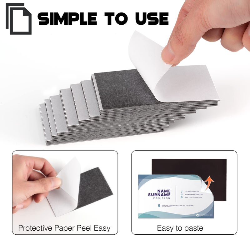 CHUNNIAO Business Card Magnets with Adhesive Backings,3.5X2",Bulk Pack of 200PCS.Handy Self Adhesive Anisotropic Magnetic Tape,Peel and Stick,Create Personalized Magnetic Name Card - Image 4