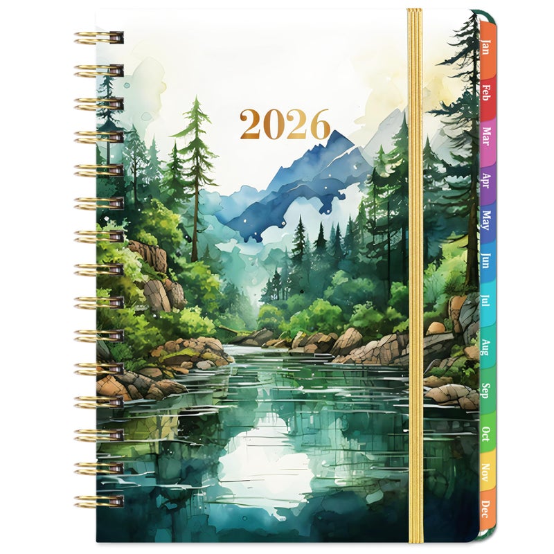 MaaIbok 2026 Planner - 2026 Planner Weekly and Monthly, Jan 2026 - Dec 2026, 6.3” x 8.4”, 2026 Calendar Planner, Twin-Wire Binding, Inner Pocket, Colorful Monthly Tabs, Elastic Closure, Contacts, Holidays - Image 1
