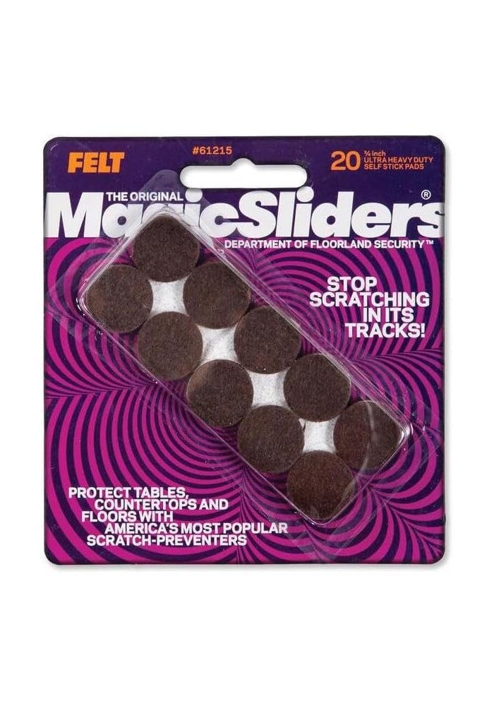 Magic Sliders 61215 - 3/4 Inch Round 20 Pack Adhesive Sliding Discs for Furniture Protection - Image 1
