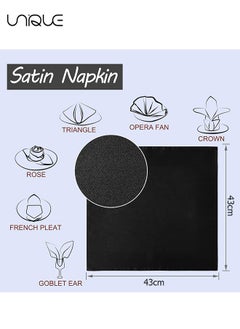 Unique 10 Pcs Satin Napkins, Square Table Napkins, 17x17" Soft Dinner Napkins Elegant Silk Napkins for Dinner Wedding Parties, Soft Smooth Fabric Washable Napkins for Parties, Weddings and Dinners-Black  - Image 2