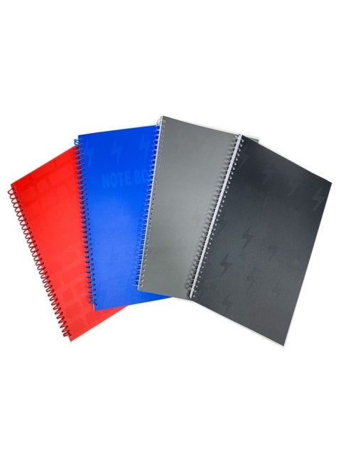 4-Piece A4 Size Spiral Notebook With Plain Pages