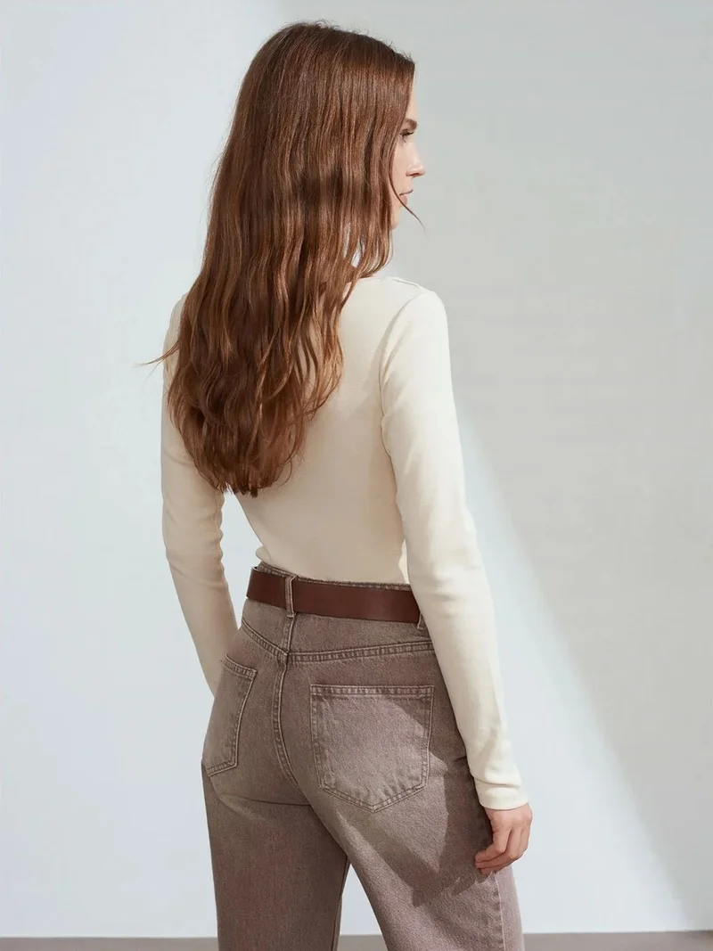 ديلفين Dilvin Slim Fit Cotton Long Sleeve Button Blouse