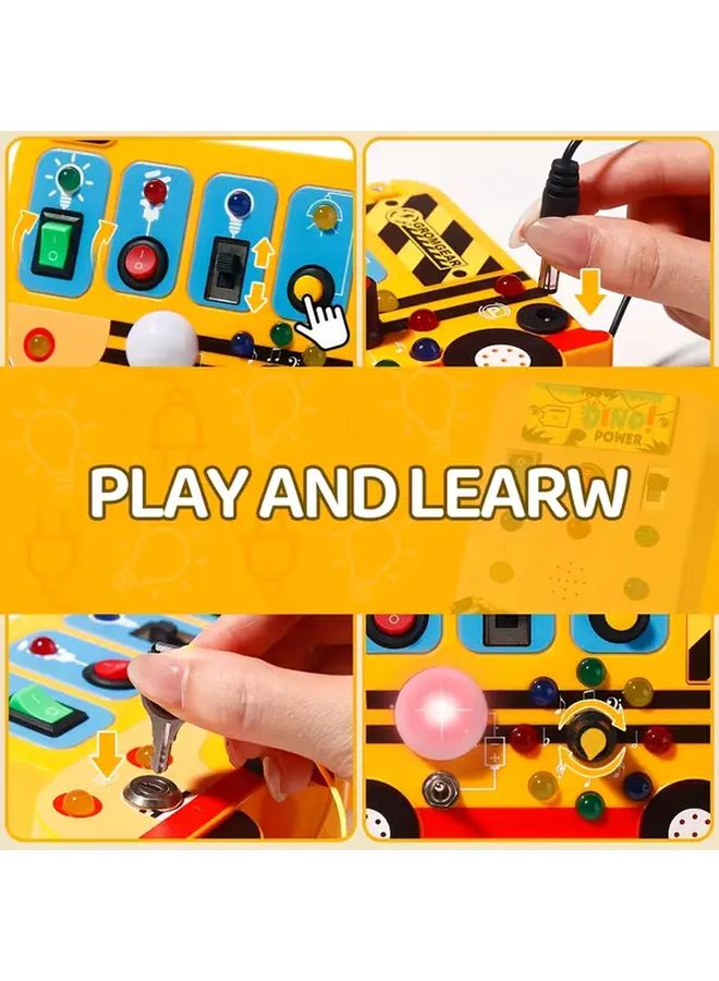 إصدار ضجيج حافلة المدرسة لعبة ديناصور تفاعلية مع أضواء وأصوات وأغاني للتعليم - Image 5