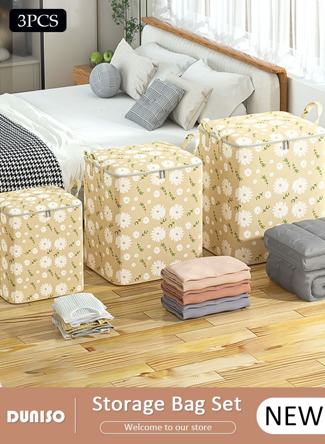 DUNISO 3PCS Wardrobe Clothes Organizer Foldable Closet Storage Organizer for Clothes Jeans Washable Closet Storage Boxes Storage Basket with Carrying Handles Cube Storage Bin for Home Bedroom Office - Image 1