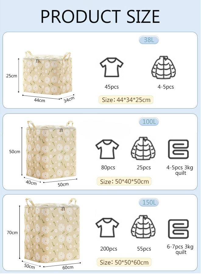 DUNISO 3PCS Wardrobe Clothes Organizer Foldable Closet Storage Organizer for Clothes Jeans Washable Closet Storage Boxes Storage Basket with Carrying Handles Cube Storage Bin for Home Bedroom Office - Image 2