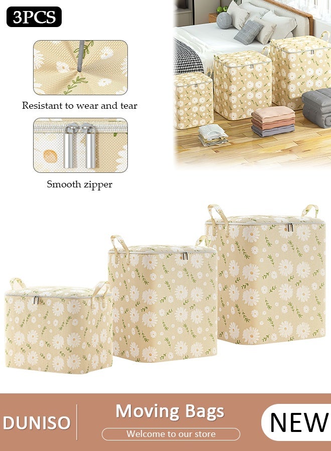 DUNISO 3PCS Wardrobe Clothes Organizer Foldable Closet Storage Organizer for Clothes Jeans Washable Closet Storage Boxes Storage Basket with Carrying Handles Cube Storage Bin for Home Bedroom Office - Image 1