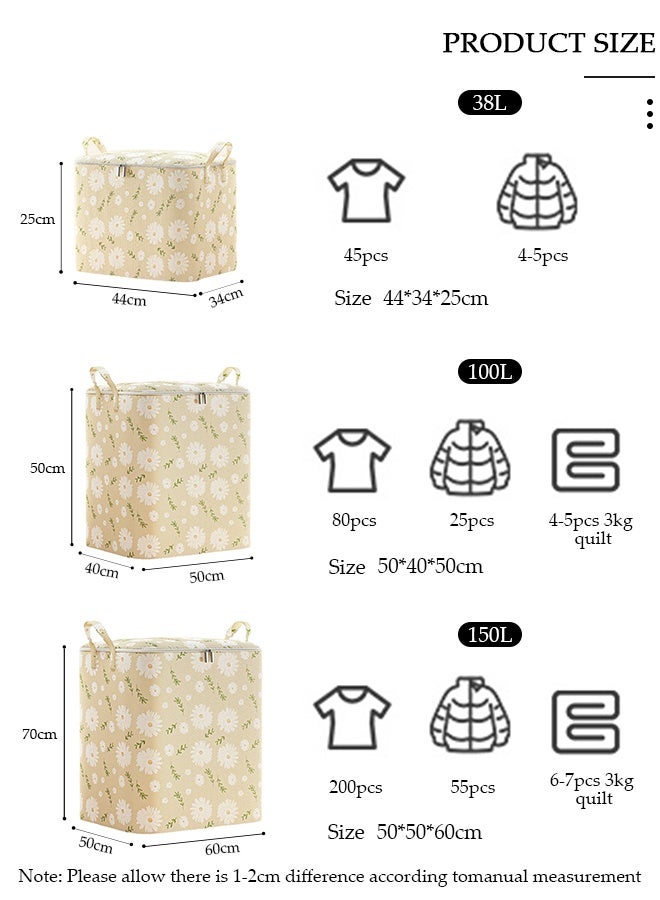 DUNISO 3PCS Wardrobe Clothes Organizer Foldable Closet Storage Organizer for Clothes Jeans Washable Closet Storage Boxes Storage Basket with Carrying Handles Cube Storage Bin for Home Bedroom Office - Image 2