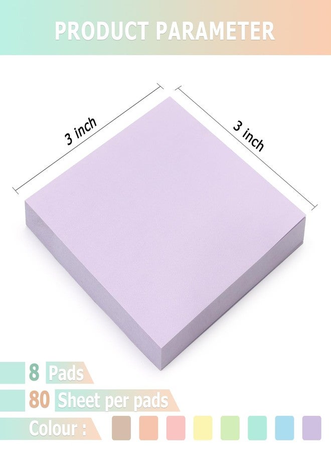 Osboo Sticky Notes 3x3inch, 8 Pads Self-Stick Notes, 8 Pastel Multi Colors with Gray Note Pads, Suitable for School, Home, Office,80 Sheet/Pad - Image 3