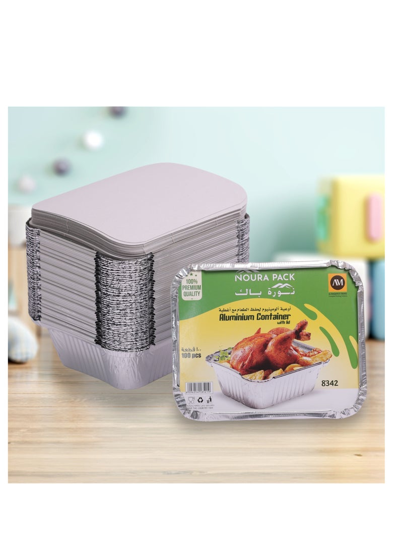 NOURA PACK Aluminium Container 8342 with Lid 50 Pcs - Image 1
