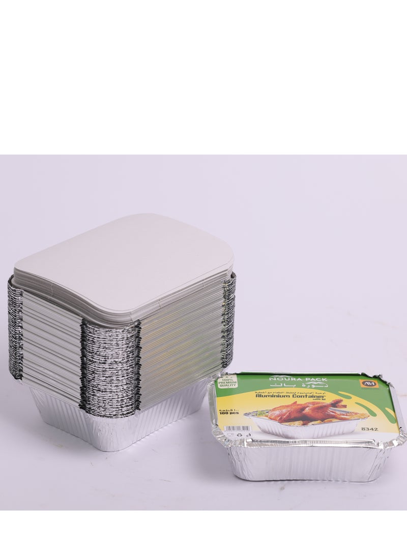 NOURA PACK Aluminium Container 8342 with Lid 50 Pcs - Image 2