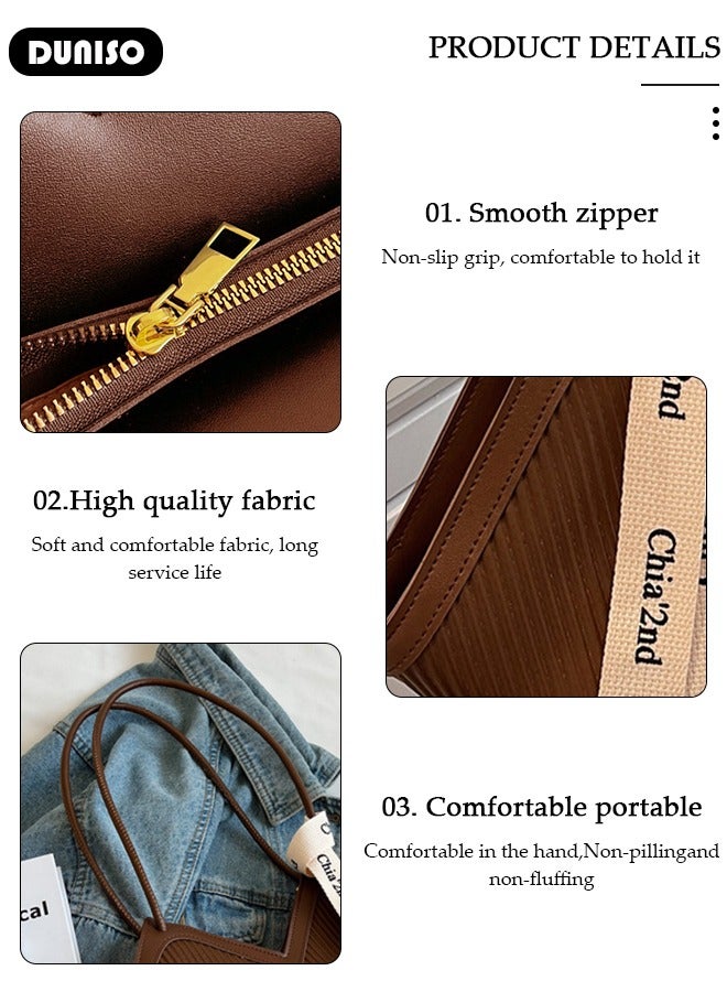 DUNISO Women's Shoulder Tote Bag Faux Leather Handbag for Women Large Capacity Work Bag Messenger Bag, Fashionable Travel Shoulder Bag for Ladies Girls College Students - Image 2