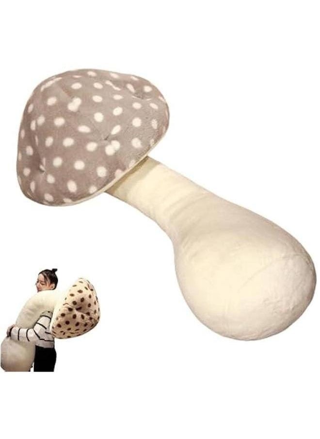 Mushroom Body Pillow, Shaped Stuffed Long Cute Plush Pillowcase Decor (Gray, 31.5in)  - Image 1
