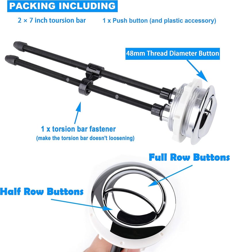 VALLVATER Toilet Push Button 48mm Thread Diameter Dual Push Flushing Button Adjustable Toilet Water Tank Button - Image 3