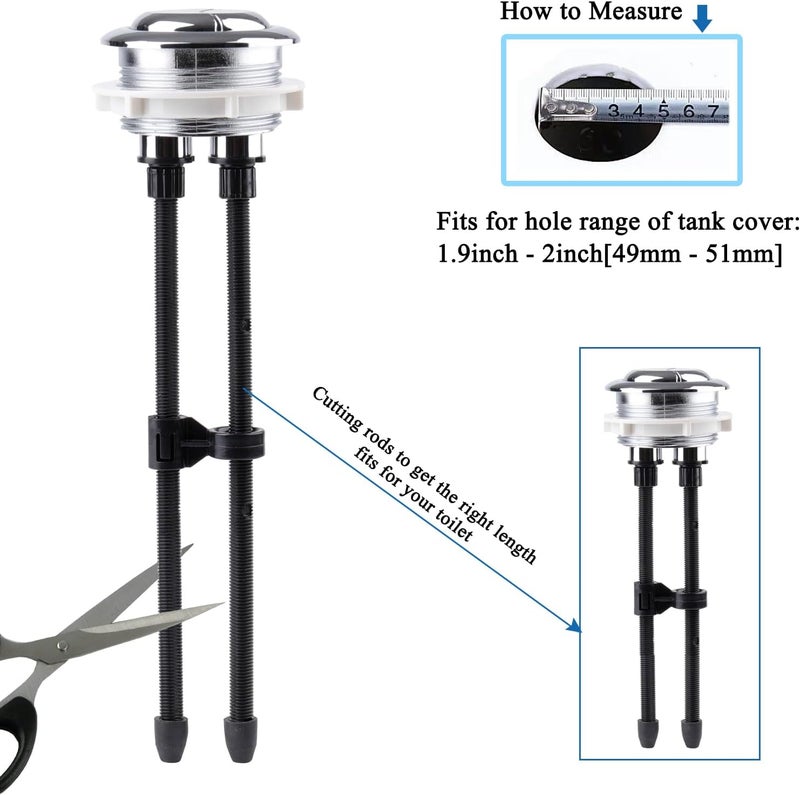 VALLVATER Toilet Push Button 48mm Thread Diameter Dual Push Flushing Button Adjustable Toilet Water Tank Button - Image 1