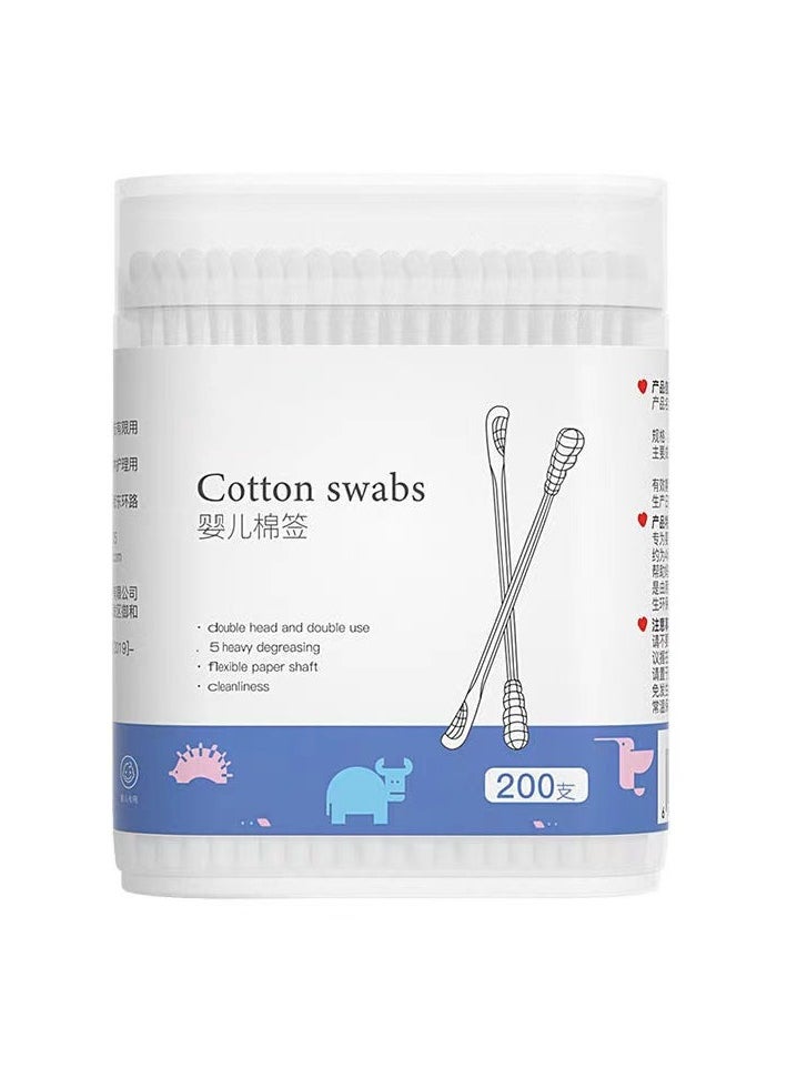 General 200 Cotton Swabs - Gentle Ear and Nose Cleaning Swabs for - Safety Hook Design Ear Wax Cleaner Small Cotton Applicator Swabs for Ear Care  - Image 1