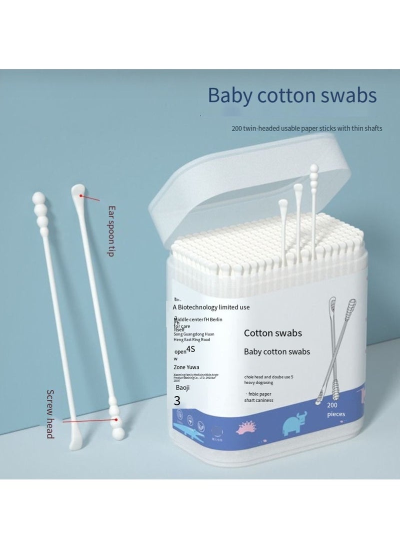 General 200 Cotton Swabs - Gentle Ear and Nose Cleaning Swabs for - Safety Hook Design Ear Wax Cleaner Small Cotton Applicator Swabs for Ear Care  - Image 3