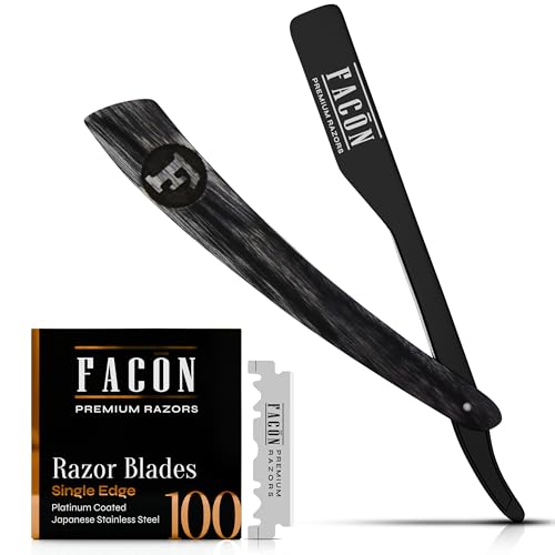 FACON Facón Straight Razors for Men - Professional Barber Straight Edge Razor Kit with 100 Blades, Wooden Stainless Steel Barbero Shaver for a Smooth & Precise Shave, Premium Barber Razor for Men's Shaving - Image 1