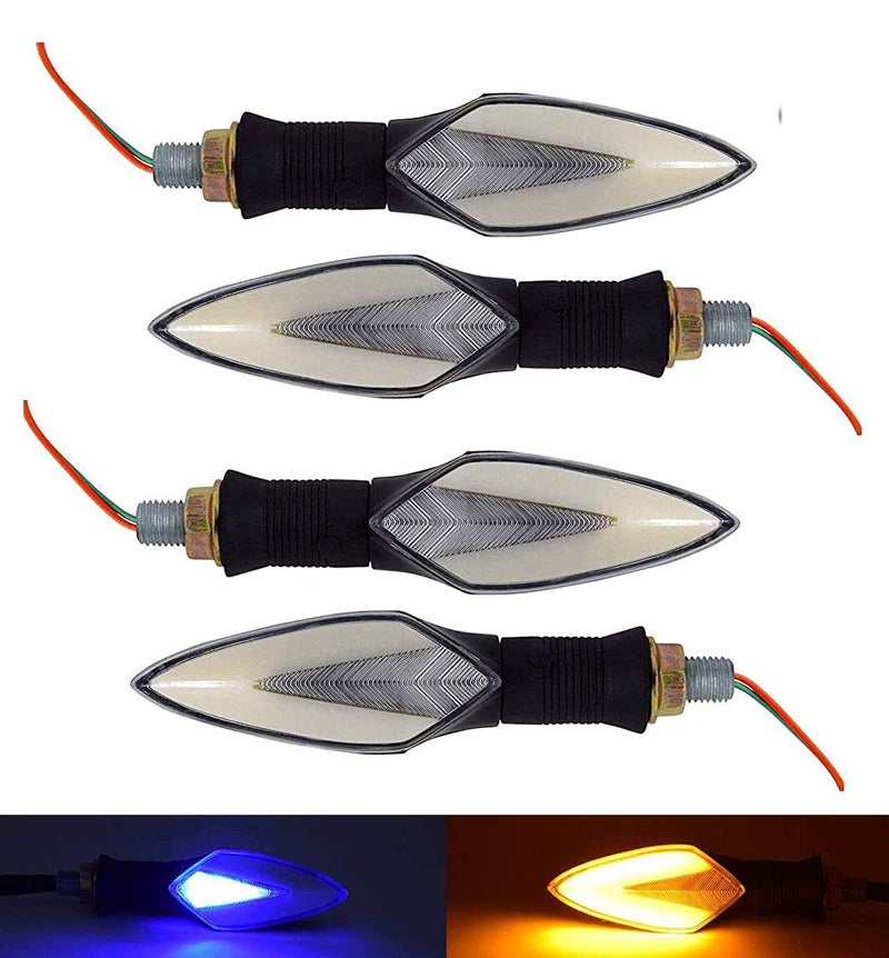 Ramanta Universal Motorcycle Neon LED Amber Turn Signal Light Indicator Blinker Brake Lamps for Universal Motorbike, Bike (Yellow with Blue, Shade: Clear) (Pack of 4) - Image 1