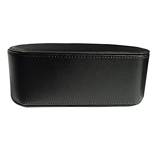 RHCSZ Leather Remote Control Holder with 5 Compartments TV Remote Caddy Storage Box/Tray,Desktop Organizer Store Controller,Glasses,Brush,Media Player,Pen,Space Saver for Bedside Table/Office Desk(Black) - Image 3
