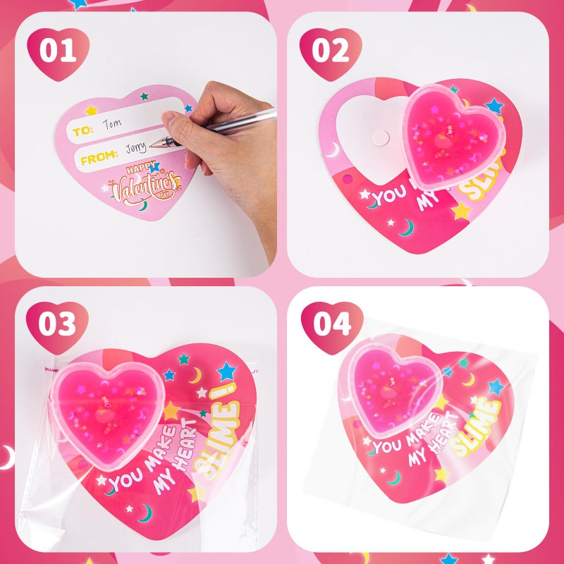 spring flower SpringFlower 30 Pack Valentines Day Cards For Kids With Heart Shape Slime Toys, Classroom Valentines Exchange Gifts, Valentines Party Favors For Kids, School Classroom Prizes - Image 4
