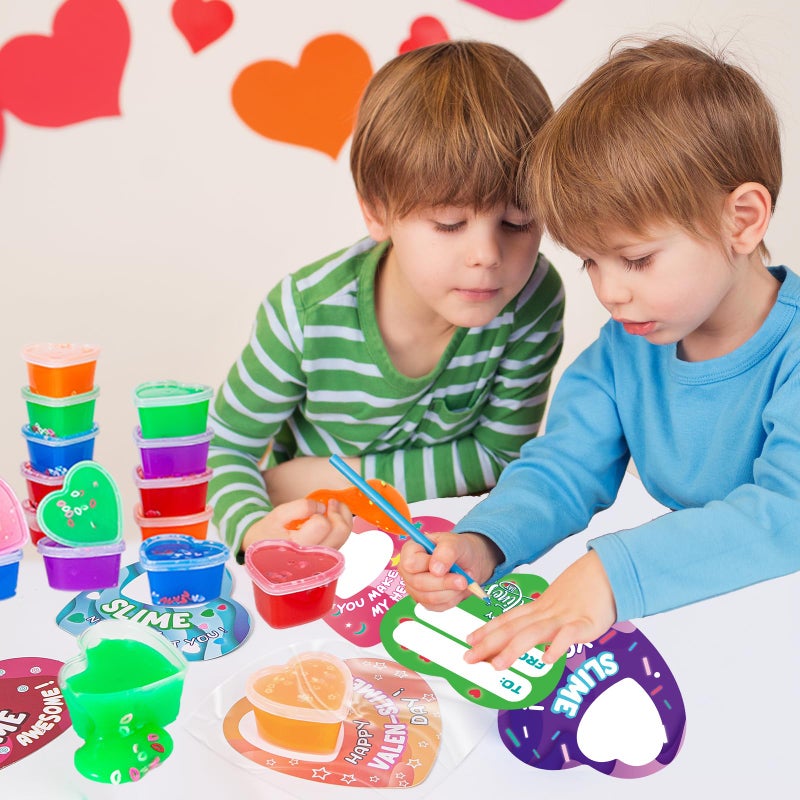 spring flower SpringFlower 30 Pack Valentines Day Cards For Kids With Heart Shape Slime Toys, Classroom Valentines Exchange Gifts, Valentines Party Favors For Kids, School Classroom Prizes - Image 5