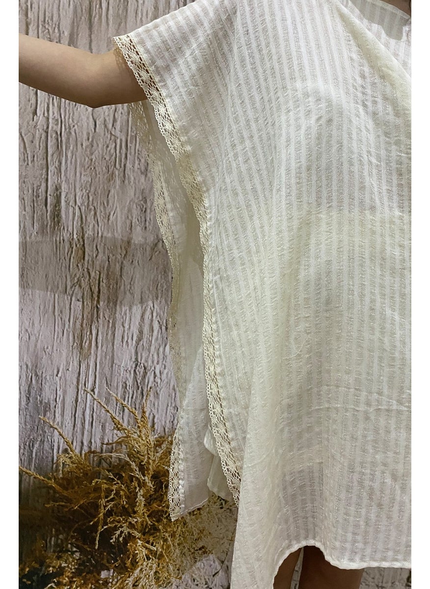 Due Stelle Natural Corduroy Women's Belt Poncho Beach Dress  - Image 2