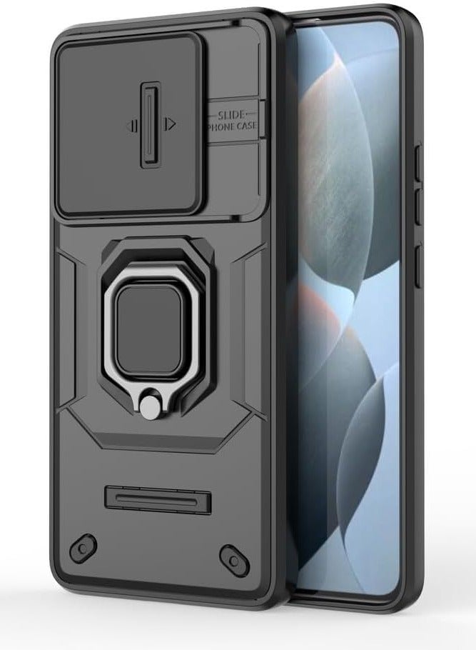 Arabest Case Compatible with Xiaomi Poco X6 Pro 5G Bracket Shell with Slide Camera Lens Cover, Compatible with Xiaomi Redmi K70E 5G Case (Black) - Image 3