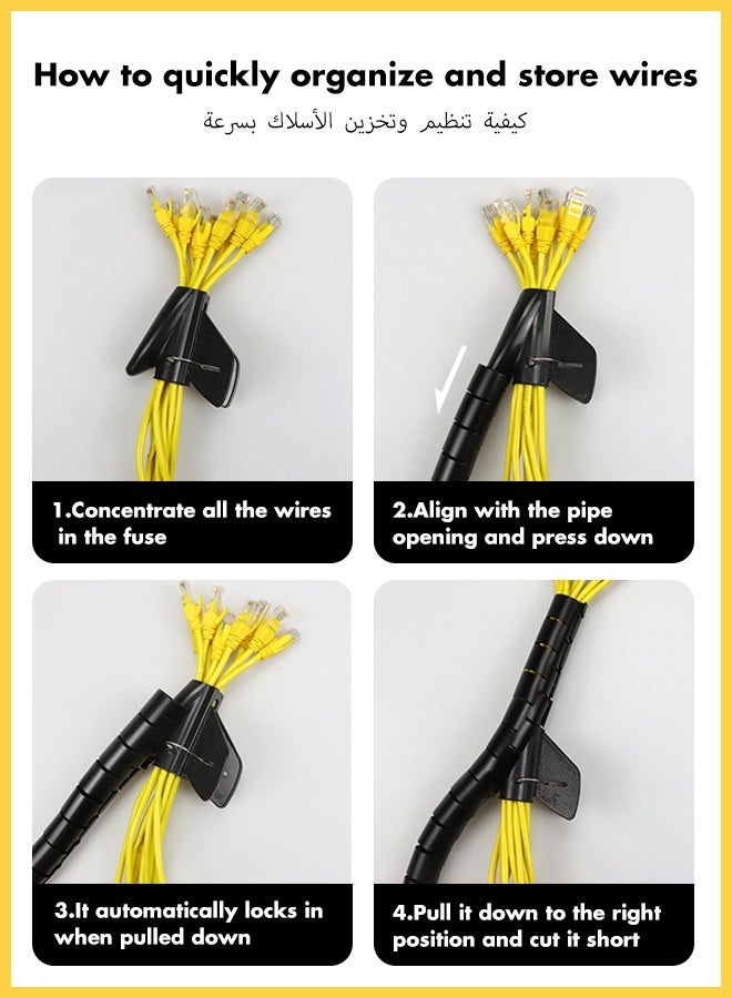 CHOWROAD 3mx28mm- Coiled Tube Cable Sleeve , Black - Flexible Cable Organizer for Home Office, TV, PC, and Car, Durable Wire Management Sleeve for HDMI, USB, Power Cords,  comes with a cable management clip（Black） - Image 4