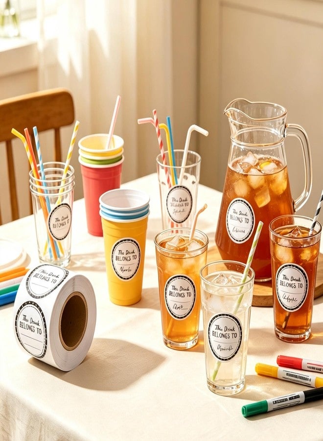 Remarkable Drink Markers This Drink Belongs to Stickers, 2 inch Round Shaped Blank Drink Labels Cup Labels for Drink Party, Wedding, Bridal Shower, Birthday Party Supplies,Cup Marker Sticker(500 Pcs) - Image 2