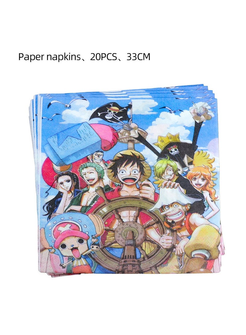 73Hours Anime One Piece theme birthday party decorations  disposable paper cups paper plates banner tableware set for kids party supplies - Image 5